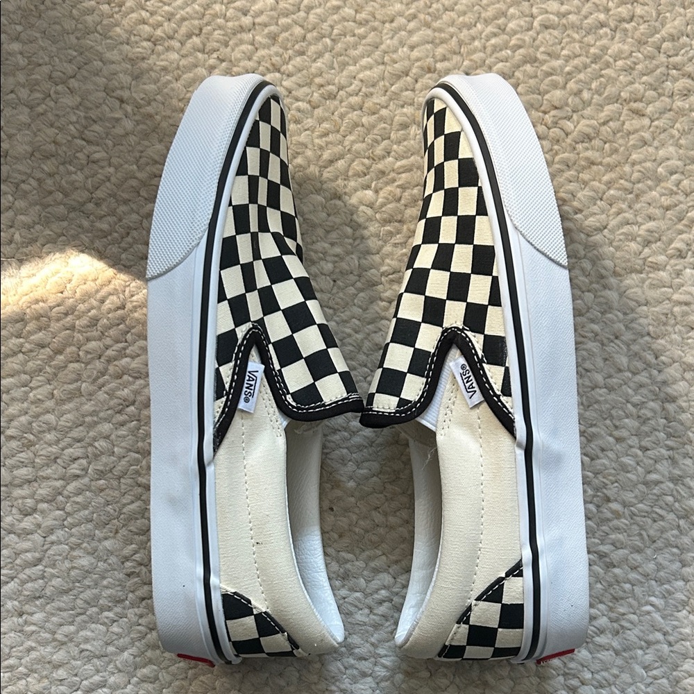 Vans Black and White Checkered Slip-On Sneakers - Picture 4 of 4
